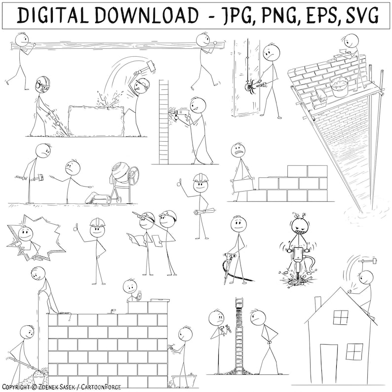 Stick Figure House Construction, Building and Construction Work ...