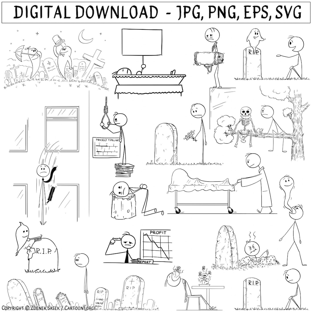 Death Stick Figure Clipart: End of Life SVG, JPG (digital Download) - Etsy