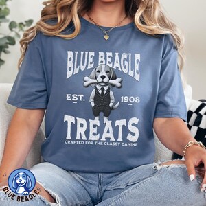 Blue Beagle Shirt Funny Dog Lover T-Shirt Classy Dog Treats Tee for Pet Lovers Retro Dog Shirt Gift for Him or Her