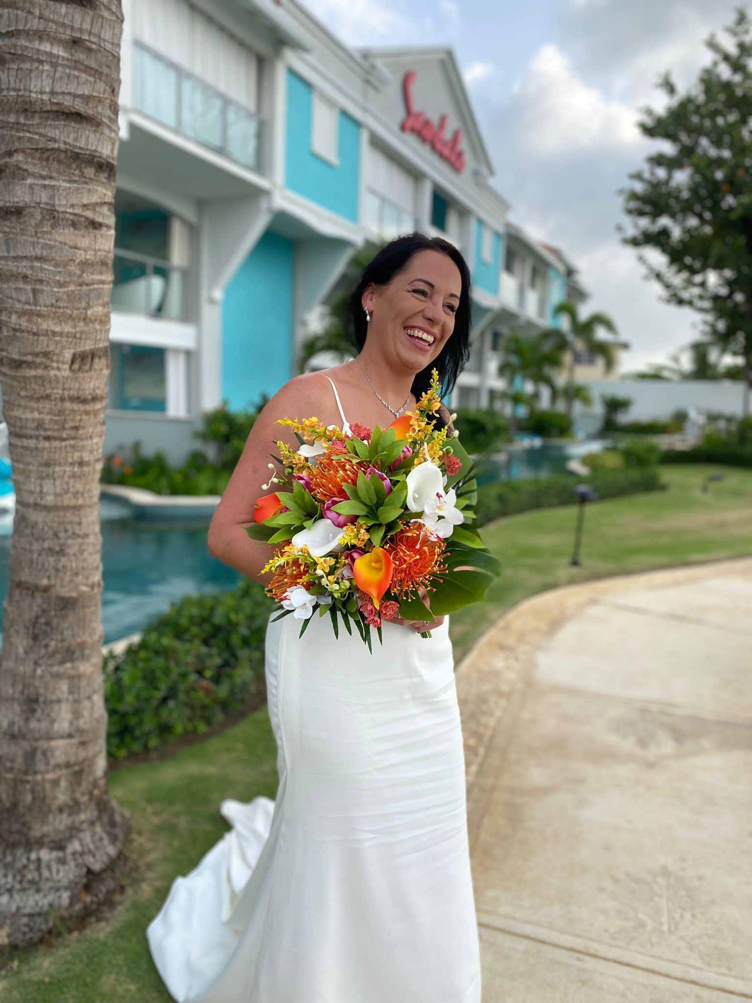 Hochzeit Blumenstrauß Tropical Karibik Ziel Strand Jamaika Braut Kunstblumen