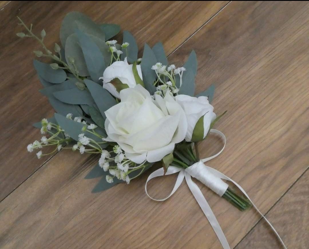 Pew Ends Wedding Chair Flowers Artificial Roses Eucalyptus Etsy UK