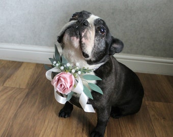 Corsage para animais de estimação, casamento, coleira para cães, acessório para o pescoço de cães, coleira de flores, coleira de honra para cães, adorno de flores para coleira.
