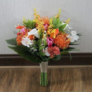 Wedding Flowers Bouquet Tropical Caribbean Destination Beach Jamaica Bride Artificial Flowers
