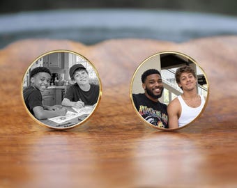 Personalized custom photo cuff link wedding gift for groomsman, father of the bride