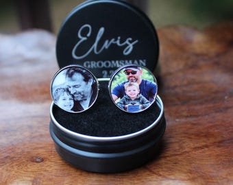 Groomsman custom photo cuff link wedding gift personazlied with your pictures