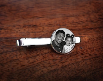 Gift for Father of the Bride personalized photo tie clip, custom picture wedding