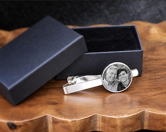 Gift for Groom custom photo tie clip, personalized for him, wedding, graduation