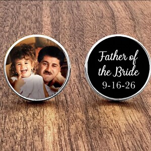 Father of the Bride cuff links with personalized photo, custom picture wedding gift