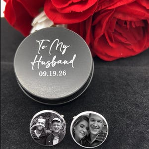 Gift for groom custom photo cufflinks wedding, father of the bride, personalized with your pictures