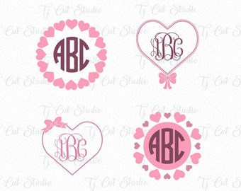 Heart Circle Monogram, Valentines Day SVG, Svg Files for Silhouette Cameo or Cricut Commercial & Personal Use.