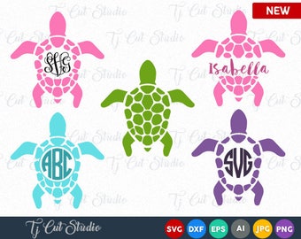 Sea Turtle Monogram SVG, Sea Turtle SVG,Sea Turtle SVG, Sea Turtle Silhouettes Sea Turtle Monogram, Svg, eps, Silhouette Files, Cricut Files