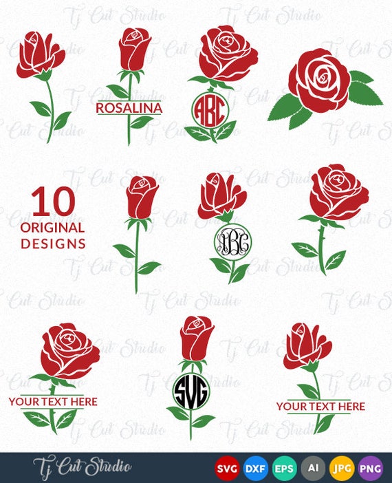 Download Flower Monogram Rose svg Circle monogram Rose Monogram | Etsy