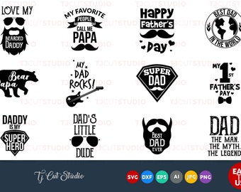 Father's Day SVG Bundle, fathers day svg, Files for Silhouette Cameo or Cricut, Commercial & Personal Use.