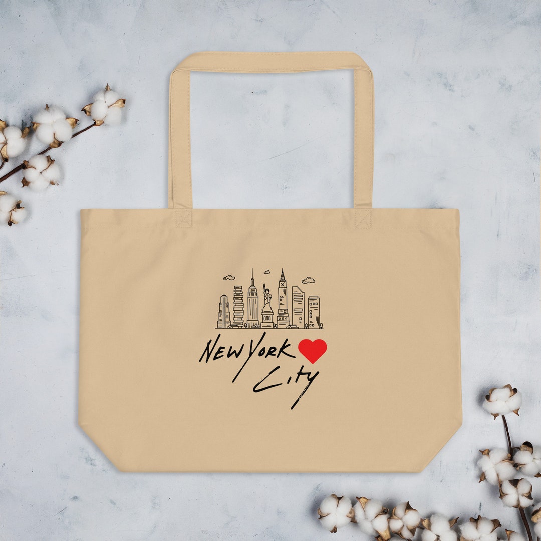 Organic Cotton I Love NY Tote Bag Large NY Tote Bag New York Etsy