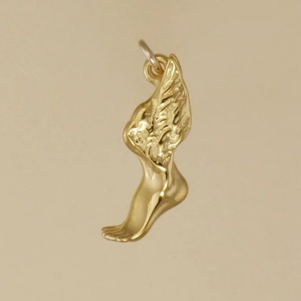 Gold Vermiel on Sterling Silver Winged Foot Charm Charm Bracelet Charm Pendant