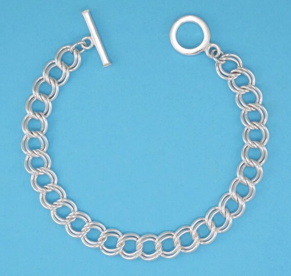 Sterling Silver Parallel Curb Chain Inch Length Charm Bracelet