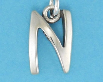 An "N" Sterling Silver Charm Bracelet Charm Pendant