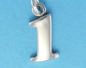 Sterling Silver Number Charm "1" Charm Bracelet Charm Pendant