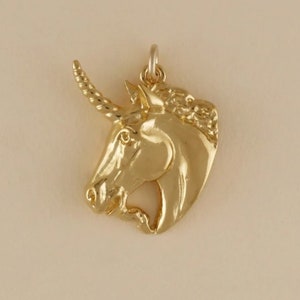 Gold Vermeil on Silver Unicorn Head Charm