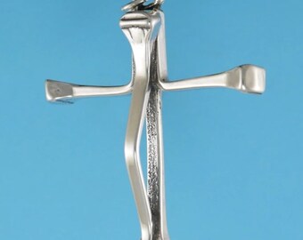 Sterling Silver Horseshoe Cross Religious Charm