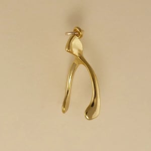 Gold Vermiel on Sterling Silver Wishbone CharmCharm Bracelet Charm Pendant