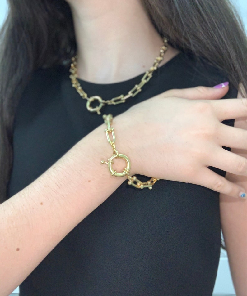 Hardware Link Bracelet With Toggle U Link Ball Chain Toggle Etsy