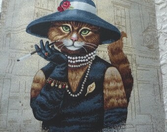 Panneau tapisserie "une belle chatte" panneau tapisserie,couture,coussin,home déco