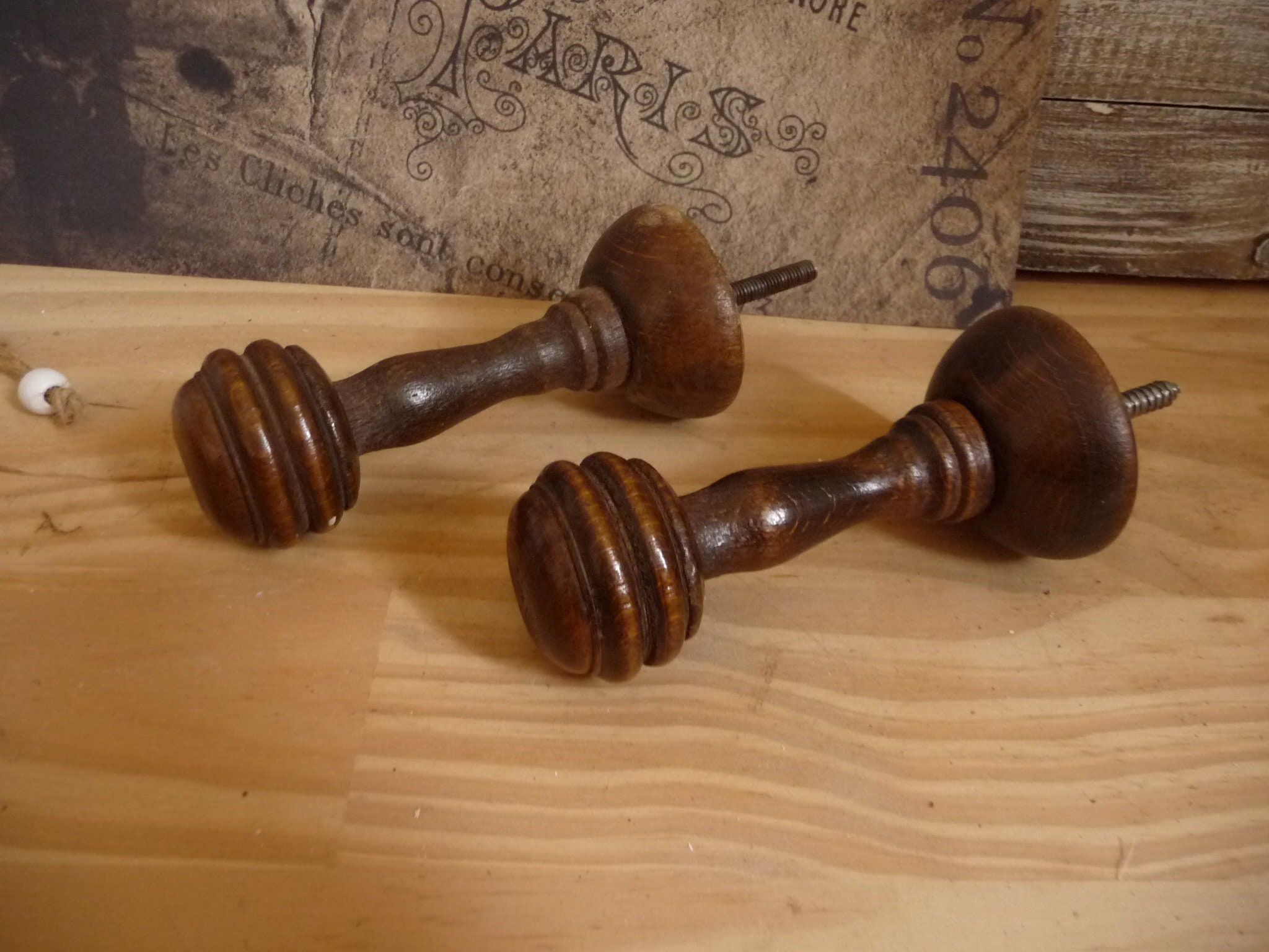 Lot de Deux Anciens Supports Embrasses Rideaux, Vintage, Déco Fenêtre