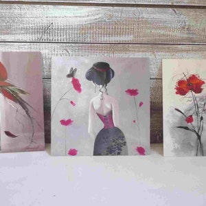 Lot de 3 cartes d'art , papeterie, cadeau, déco, loisirs créatifs