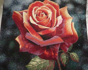 Red rose jacquard tapestry weave panel