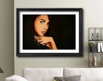 Art Print Aaliyah Dana Haughton painting, musician, american singer, pop art print Aaliyah forever, one in a million, R&B music art