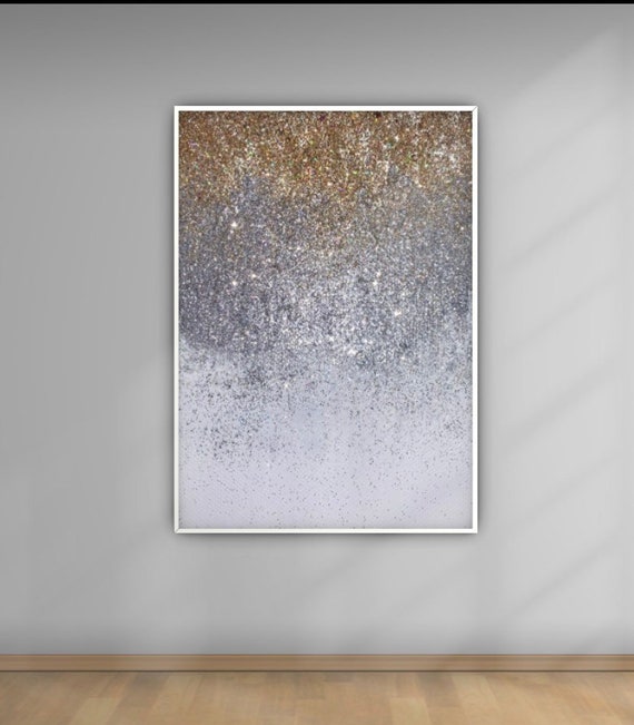 Gold To Silver Glitter Abstract Art Glitter Contemporary Art Etsy