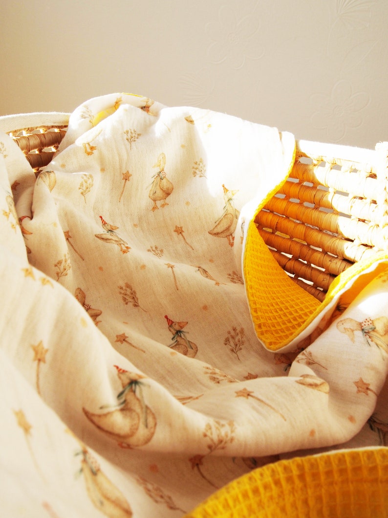 Waffle Muslin Baby Blanket YELLOW GOOSE. Cuddle Blanket. Etsy