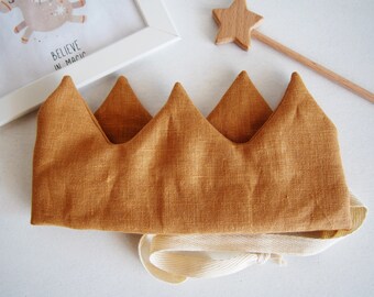 Brown Linen Birthday Crown. Play Crown. Kids Crown for Holidays, Partys and Everyday Fantasy Play. Waldorf Crown. Childhood Magic.