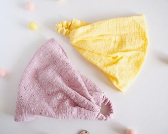 Set of 2 Muslin Summer Headscarf for Girl. Toddler Headwrap. Kids Beach Hat. Wide Headband. Baby Sun Hat. Elastic Hair Scarf. Floral.