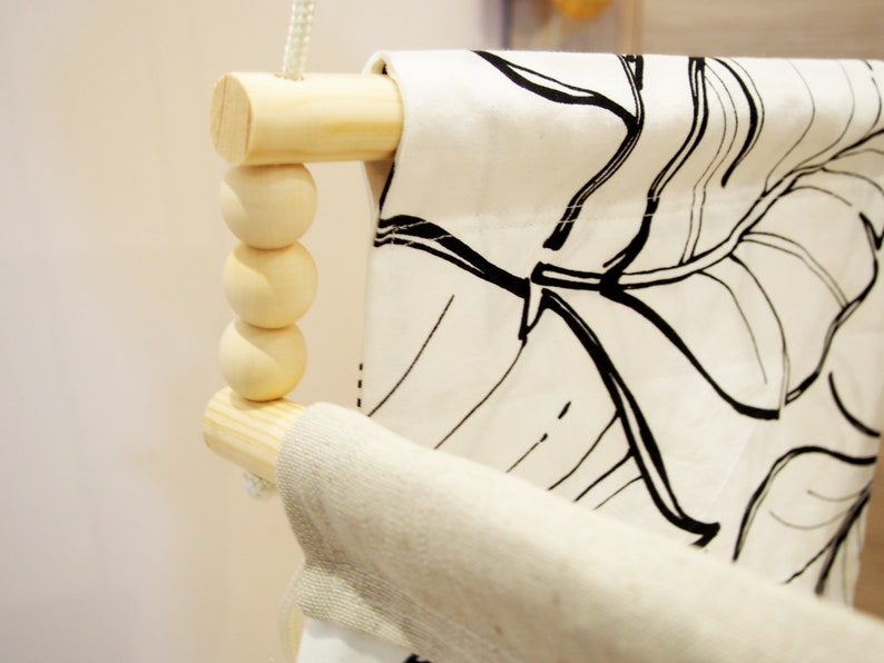 READY TO SHIP Indoor baby swing Natural toy Baby shower gift High back swing Birthday gift Wood swing Linen fabric Swing chair Kids swing