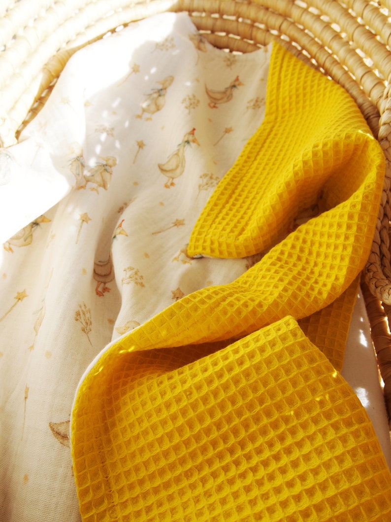 Waffle Muslin Baby Blanket YELLOW GOOSE. Cuddle Blanket. Etsy