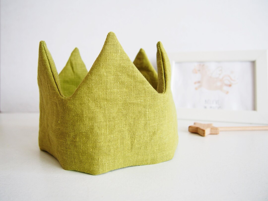 Green Birthday Crown. Linen Play Crown. Kids Crown for Etsy