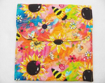Flowers and Bees Potato Baking Bag, Reusable Microwave Pouch
