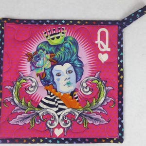 Tula Pink Fabric Potholders, Queen of Hearts, Teacups, Set of 2 image 3