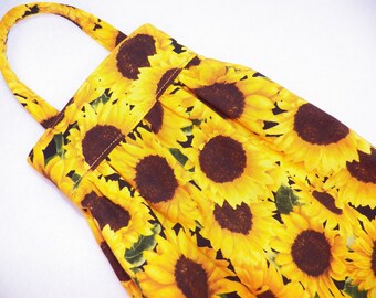 Sunflower Fabric Bag Dispenser, Kitchen Grocery Bag Holder, Washable