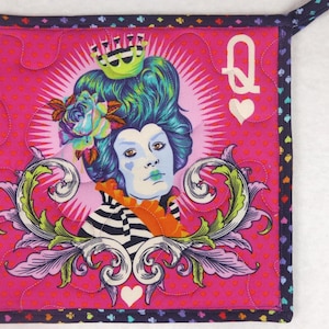 Tula Pink Fabric Potholders, Queen of Hearts, Teacups, Set of 2 image 7