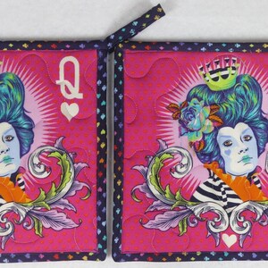 Tula Pink Fabric Potholders, Queen of Hearts, Teacups, Set of 2 image 5