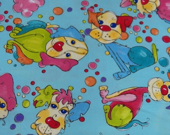 Dottie Dogs Turquoise Cotton Fabric by Loralie Designs, Colorful Dogs with Bubbles, Quilting Fabric, Nursery Room Curtains, Puppy Dogs