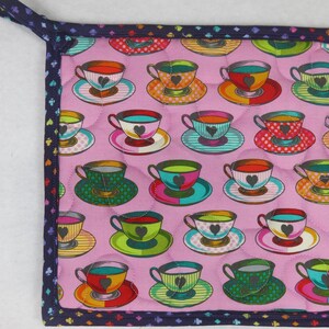 Tula Pink Fabric Potholders, Queen of Hearts, Teacups, Set of 2 image 4