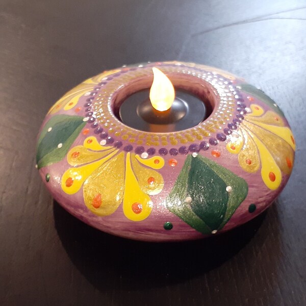 Handmade Cement Tealight Holder Mandala design