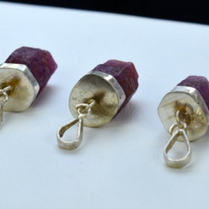 Ruby Corundum Pendant, Sterling Silver 925, Raw Gemstone