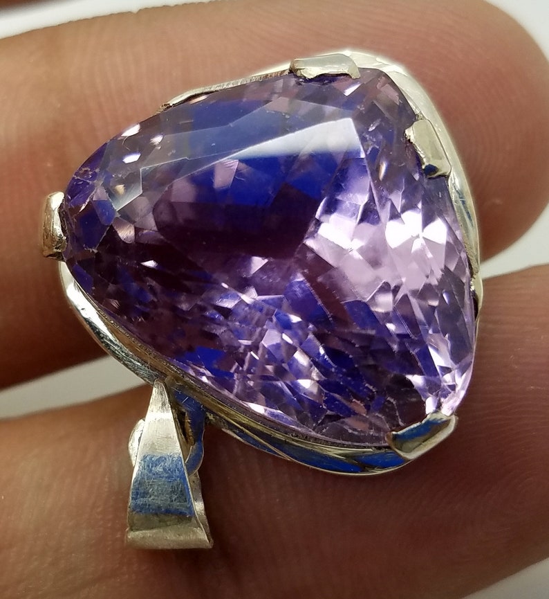 Natural Pink Kunzite Locket Sterling With Silver 46 Carats