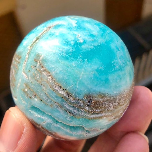 232 Grams Blue Aragonite Sphere ~ 55 MM