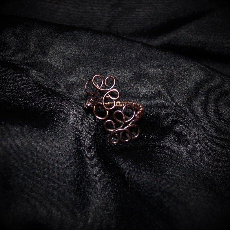 Adjustable Ring Antique Ring Boho Ring Abstract Ring Antiqued Copper Ring Flower Ring